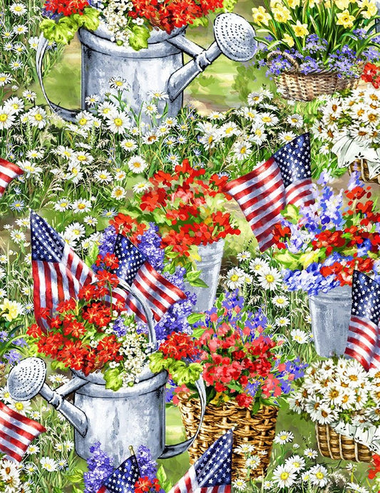 Patriotic Garden Cotton Fabric *