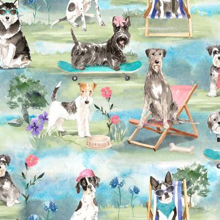 Dog Park, It's a Dog's Life, cotton fabric