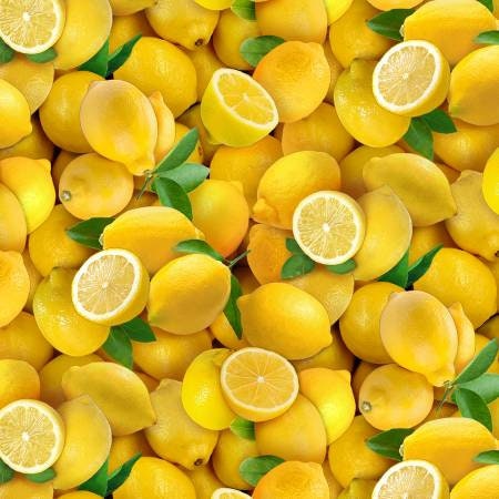 Bright Yellow Lemon Fabric