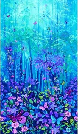 Blue Forest Magic Butterfly Digital Panel 24" Fabric Panel