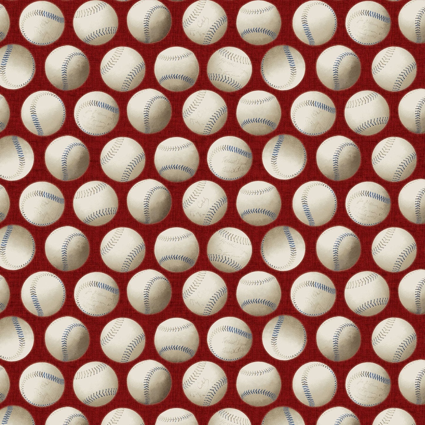 Game Time - Baseballs on Red Fabric